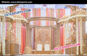 Boda India Cristal Ganesha Mandap Boda India Cristal Mandap Set Última boda Cristal Fibra Mandap Decoración EE. UU. Escenario de oro - Product Image 3