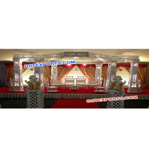 Mandap de fibra de Pilar Blanco para ceremonia de boda, mandalas de fibra tallada, indio, a la venta - Product Image 1
