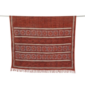 Alfombra Dhurrie India Estampada a Mano de 5 x 8 Pies, Teñida con Tintes Vegetales, Alfombra Grande con Estampado de Bloques para Uso en el Hogar y Hoteles - Product Image 5