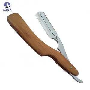 Barber shaving razors Fancy big wooden handle stainless steel blade barber shaving razors Made in Pakistan