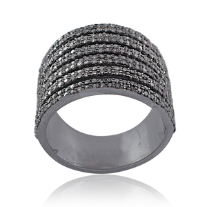 Anillo de Plata de Ley 925 con Diseño Indio Hecho a Mano con Diamantes Pavé, Nuevo Diseño de Anillo de Jaula - Product Image 4