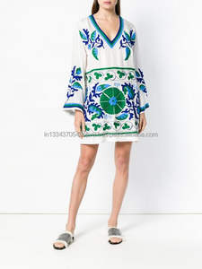 ชุดเดรสสั้นสุดชิคโบโฮสำหรับผู้หญิง,ชุดเดรสปักลายโบฮีเมียนโบฮีเมียนสุดหรูสง่างามสไตล์วินเทจ - Product Image 3