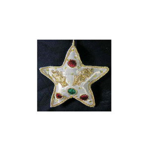 Adornos Navideños Colgantes con Bordado de Zari en Forma de Estrella - Product Image 1