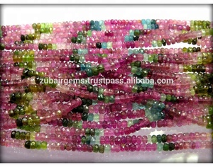Cuentas microfacetadas de turmalina multicolor Natural de alta calidad, hebras de Rondelle plateadas sueltas para la fabricación de joyas - Product Image 3