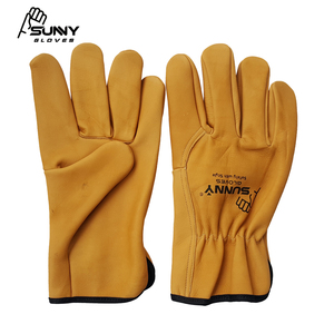 Gants de travail en cuir de vache, gantelets de meilleure qualité pour conducteur, jaunes, pour instrument en cuir, à la mode - Product Image 5