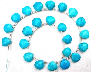 พลังบำบัดของอัญมณีเทอร์ควอยส์ธรรมชาติเหลี่ยมเพชรพลอยรูปหัวใจ Briolette ลูกปัดทำเครื่องประดับขายส่ง - Product Image 1