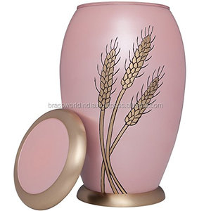 Aria Wheat American Style Metal Urn Suministros funerarios de cremación de latón para adultos Hecho en India por Brassworld - Product Image 3