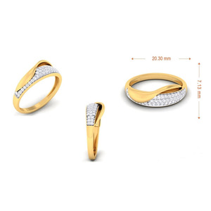 Bague de fiançailles en diamant véritable 0,40 TCW |   Bague élégante en or jaune 14 carats avec sertissage à griffes et bande incurvée, bijou raffiné, cadeau pour femme - Product Image 5