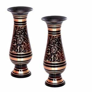 Vase à fleurs antique en laiton Kalamkari - Product Image 6