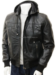 Chaqueta de bombardero de piel de vaca de invierno de alta calidad con capucha de piel de oveja transpirable Opción de talla grande - Product Image 3