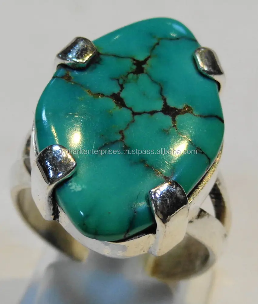 Moderno design turquesa pedra preciosa feito à mão anel 925 prata esterlina jóias atacado preço de fábrica