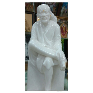 Estatua de mármol blanco, hecha a mano, Sai baba - Product Image 1