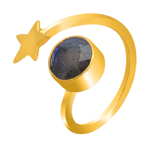 925พลอยลาบราดอไรต์ทรงกลมตัดแหวนเงินสเตอร์ลิงแหวนชุบทองรูปดาวแหวนตั้งขอบแหวนแฟชั่นสำหรับผู้หญิง - Product Image 1