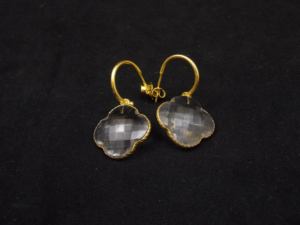 คริสตัลควอตซ์อัญมณีชุบทองแฮนด์เมดทรงกลมและรูปใบโคลเวอร์ของขวัญที่ทันสมัยสำหรับต่างหูสตั๊ดของเธอ - Product Image 6