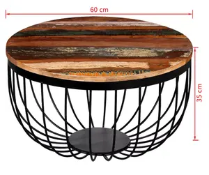 Mesa de centro de madera maciza reciclada, mueble rústico indio
