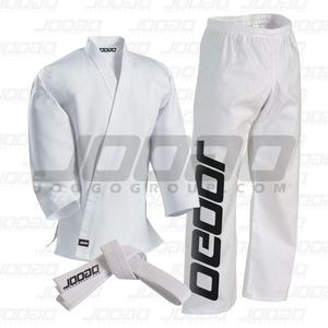 Uniforme de Karate ligero de 8oz Gi blanco negro con cinturón para adultos y niños - Product Image 1