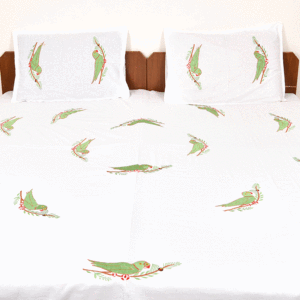 Hecho a mano loro blanco bordado a mano de algodón sábana indio BL-97 - Product Image 2