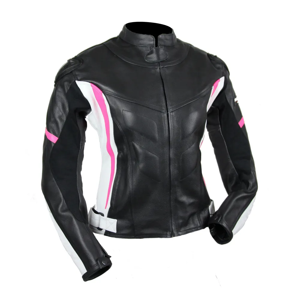 Customized Womens Motorcycle Leather Jacket with Armor Protection Latest Design