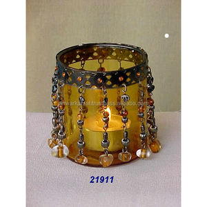 Aluminium <b>metal</b> candle holders lanterns and candle jars candle Wax Jar Decorative <b>Beads</b> Shot Tealight Votive Holder - Product Image 1