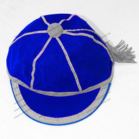 Gorras de Rugby Tradicionales de Primera Calidad, Gorra de Cricket Holgada con Trenza Plateada y Borla