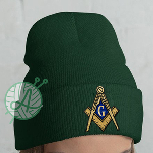 Master Mason Gorro de lana de punto para hombre Skull Cuff Sombreros de invierno personalizados con personaje estampado 100% Lana - Product Image 2