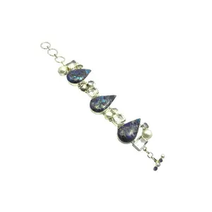 Wholesale Price Jewelry 925 Sterling Silver Purple Copper Turquoise Multi Stone Bracelet Manufacturer