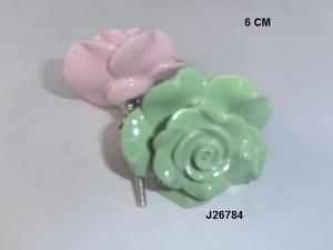 Tiradores de perilla de armario de cerámica de alta calidad, forma de flor pintada a mano para cajón de tocador y herrajes para puertas para el hogar, cocina y oficina - Product Image 2