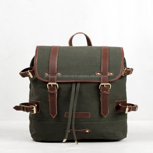 Sac à dos pour ordinateur portable 180Z en cuir véritable ciré unisexe robuste avec fermeture à glissière doublure en coton-pour les week-ends de randonnée - Product Image 4