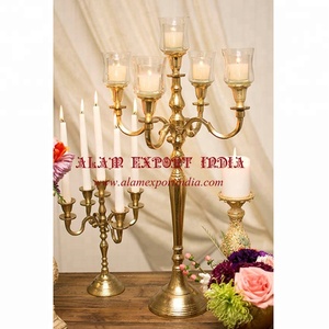 Aluminum Metal <b>Candelabra</b> Glass Hurricane 80cm High High Silver Polished Finish Customizable Color for Wedding Decorations - Product Image 2