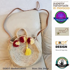 Original Moroccan Handled <b>Shopping</b> <b>Baskets</b> Doum Material Medium Size EXXOT DESIGN Brand Custom Logo for Promotions - Product Image 1