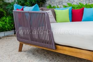 Mobilier de jardin extérieur moderne haut de gamme en poly rotin double pour piscine, patio, maison, parc, hôtel, bois et aluminium - Product Image 4