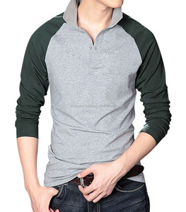 Camisas informales de alta calidad para hombre, cuello redondo, manga larga raglán de dos botones para camisetas Polo/camisa deportiva, patrón sólido 200-240 - Product Image 6