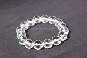 Cuentas de cuarzo de cristal de roca transparente, pulsera elástica de 12mm, cuentas redondas, pulsera Natural, personalización disponible - Product Image 4