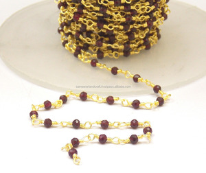 ลวดห่อโกเมนลูกประคําชั้นเอวธรรมชาติหลายอัญมณีเครื่องประดับ BEZEL แฮนด์เมดหินชุบทองโซ่ - Product Image 1