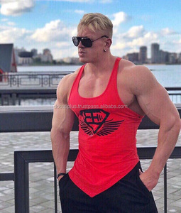 V en forma de tallas grandes gimnasio Stringer Tank Tops para hombres con bordado de impresión Casual 100% algodón - Product Image 1