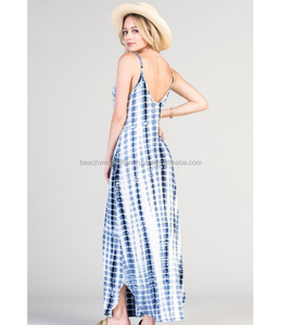 สุภาพสตรีสวมใส่เรยอนมัดย้อมสปาเก็ตตี้ชุดแม็กซี่แฟนซีในราคาขายส่ง - Product Image 2