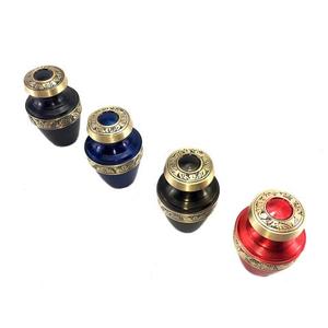 Premium Engraved Multi Color <b>Keepsake</b> Set of 4 With Velvet <b>Box</b> Pets Cremation Urn for Funeral Ashes Metal Brass/Aluminum - Product Image 2