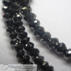 Collar de cuentas facetadas de moissanita negra, tamaño de 2 mm a 6 mm - Product Image 1
