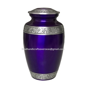 Urnas de cremación clásicas para adultos de aluminio púrpura de alta calidad para cenizas Producto de la mejor calidad suministrado por un fabricante indio - Product Image 1