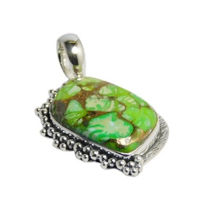 Espléndida Plata de Ley 925, colgante de piedras preciosas turquesa, estilo Vintage, oro, excelente calidad, joyería fina a precio mayorista - Product Image 1