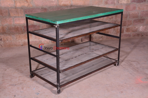 Estante de almacenamiento ecológico hecho a mano de hierro industrial rústico Vintage para uso comercial soportes y estantes de almacenamiento interior - Product Image 2
