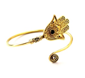 <b>Black</b> <b>Onyx</b> Hamsa Cuff <b>Bracelet</b> Band Hamsa Bangle - Product Image 3