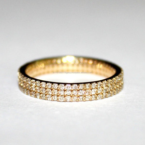 Anillo de boda de diamante en oro amarillo sólido de 14K sólido Anillos DE BODA unisex Anillos de compromiso clásicos Envío de la gota OEM - Product Image 1