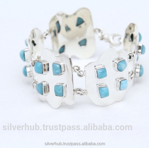 Pulsera de plata de ley 925, joyería hecha a mano de Larimar - Product Image 3