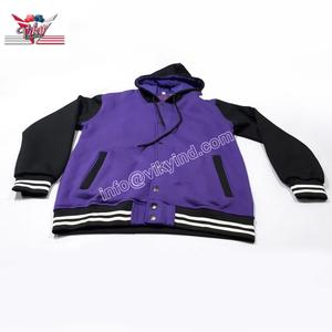 Varsitu Veste universitaire de baseball unisexe Design personnalisé Sweat-shirt en tissu polaire à manches longues Veste bombardier d'hiver Technique lavée - Product Image 1