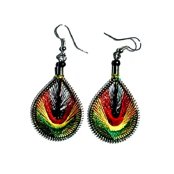 Peruvian Silk Thread Earrings Bright Ethnic Handmade Woven Dangle Hoop Hand Woven Rasta Boho Jewelry Bulk Wholesale Peru