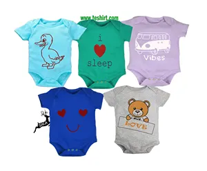 Mameluco de bebé entrelazado de algodón peinado, productos para el cuerpo del bebé de calidad Súper suave, mameluco de bebé con estampado de animales recién nacidos, conjunto al por mayor - Product Image 1