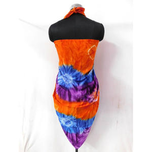 Indian Handmade Women's Rayon Sarong Multi-Colored <b>Orange</b> Bikini Cover Solid Pattern Beach Wear Pareo <b>Scarf</b> Style - Product Image 3