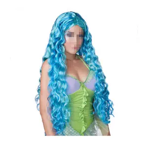 Özel Aqua ve mavi deniz Siren parti kostüm sentetik peruk HPC-1201 - Product Image 1