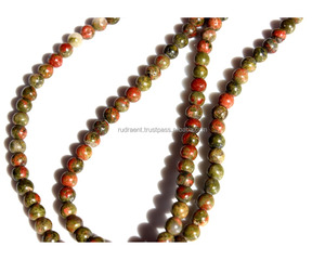 Perles rondes en pierres précieuses minérales vertes très vendues, 6 mm-12 mm, perles en vrac en unakite pour la fabrication de bijoux - Product Image 6